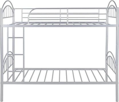 Twin Over Twin Bunk Bed Metal Bed Frame Stackable Bunker Bed for Teenagers Adults With Removable Ladder Safety Guardrail Good Vibrations