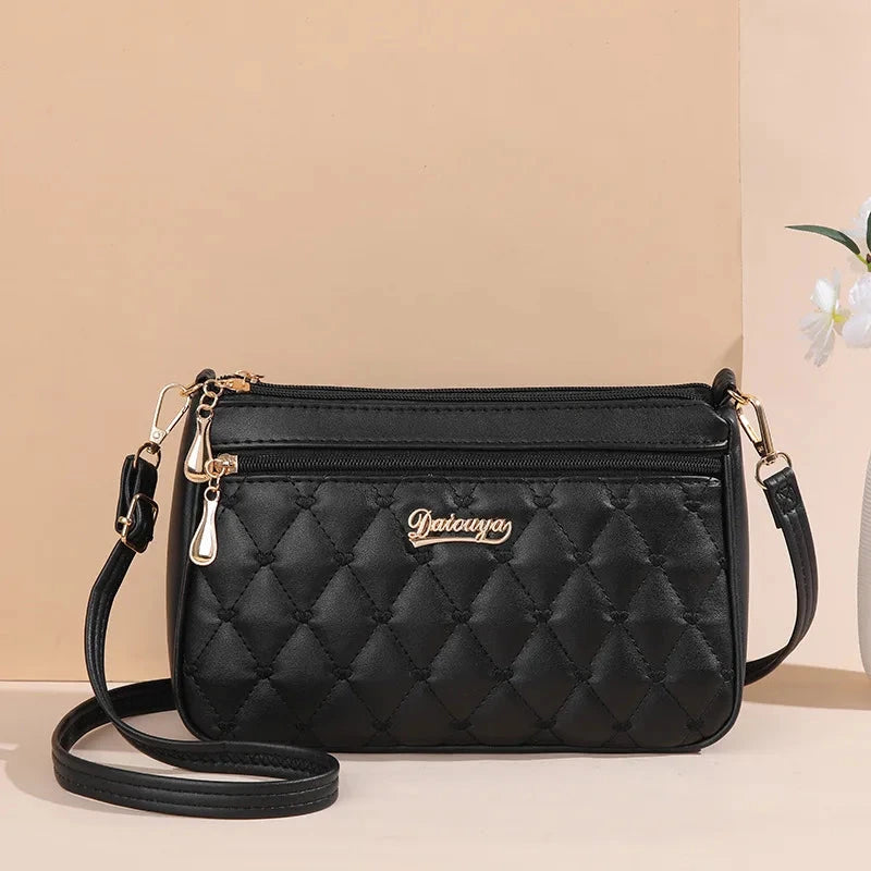 PU Leather Crossbody Bags Zipper New Fashion Shoulder Bag for Women Large Capacity Embroidery Thread Small Purse and Handbags Good Vibrations