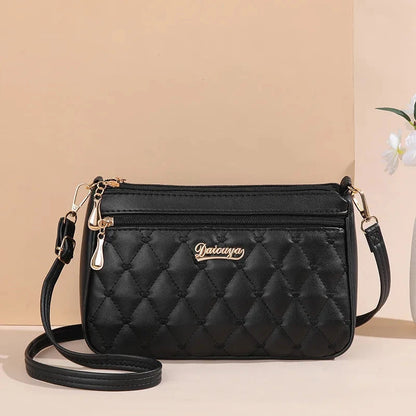 PU Leather Crossbody Bags Zipper New Fashion Shoulder Bag for Women Large Capacity Embroidery Thread Small Purse and Handbags Good Vibrations