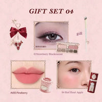 Flower Knows Strawberry Cupid Collection Makeup Gift Set include Make-up Palette+Cake Lip Cream+Liquid Blush+Powder Puff+blush Good Vibrations