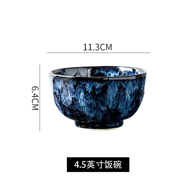Creative Kiln-Change Bowl and Plate Tableware Home Retro Ceramic Tableware Hotel Dish Plate Rice Bowl Set Home Fish Plate Good Vibrations