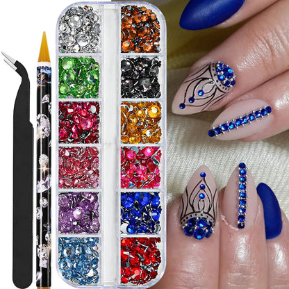 12grids Half Round Pearls Beads 3D Nail Charms 1.5/2/2.5/3/4/5mm White Flatback Pearls Nail Jewelry Nail Craft Pearl Rhinestones Good Vibrations