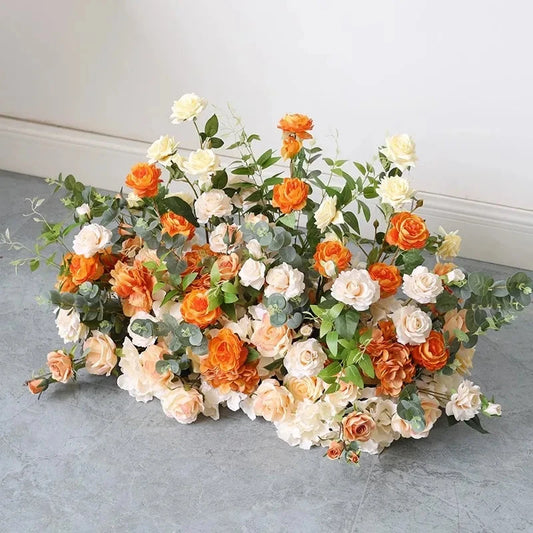 Orange Rose Hydrangea Wedding Backdrop Decoration Flower Row Birthday Party Stage showcase Floor Floral Arrangement flowers prop Good Vibrations