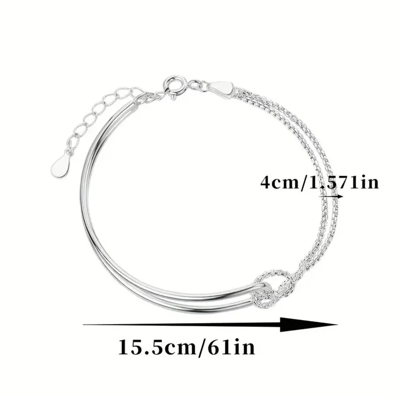 New S925 Silver Minimalist Geometric Collage Bracelet Women's Jewelry Exquisite and Elegant for Birthday and Christmas Gifts Good Vibrations
