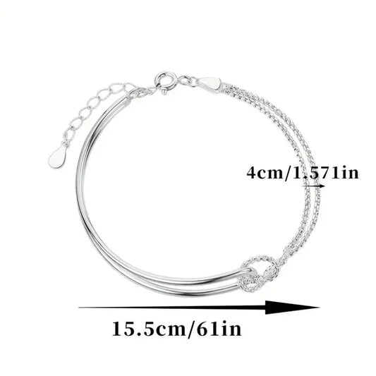 New S925 Silver Minimalist Geometric Collage Bracelet Women's Jewelry Exquisite and Elegant for Birthday and Christmas Gifts Good Vibrations