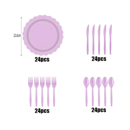 New purple party disposable tableware, baby shower, wedding party decoration, children's adult birthday party event celebration Good Vibrations