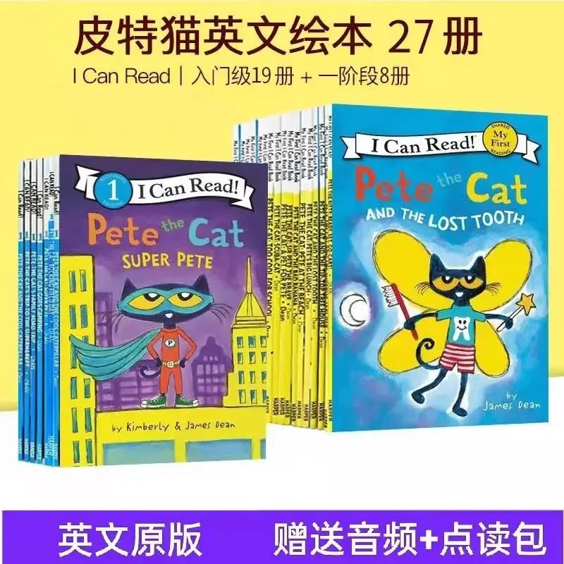 27 Books/set The Most Complete 27 Volumes, The Pete Cat Book English Picture Book, Pete The Cat I Can Read Free Audio Good Vibrations