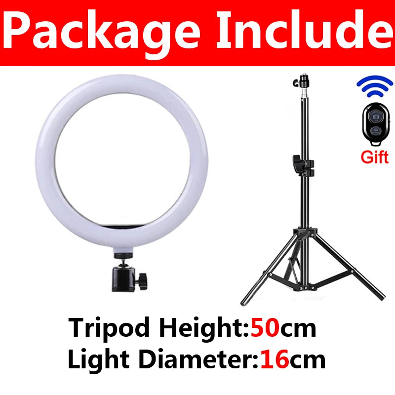 26cm LED Selfie Ring Lamp Photographic Selfie Ring Lighting USB Remote Fill light For Tiktok Video Live with Phone Holder Tripod Good Vibrations Adult Super Store