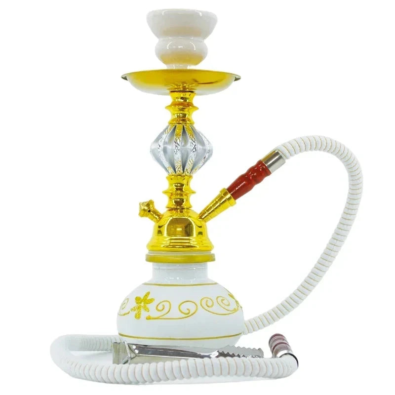 Black Blue Green Red White Yellow,10.6in\27cm Small,Single\Double Hose 1\2,Bar Shisha Full Set Luxury Smoking Pipe Hookah Set Good Vibrations