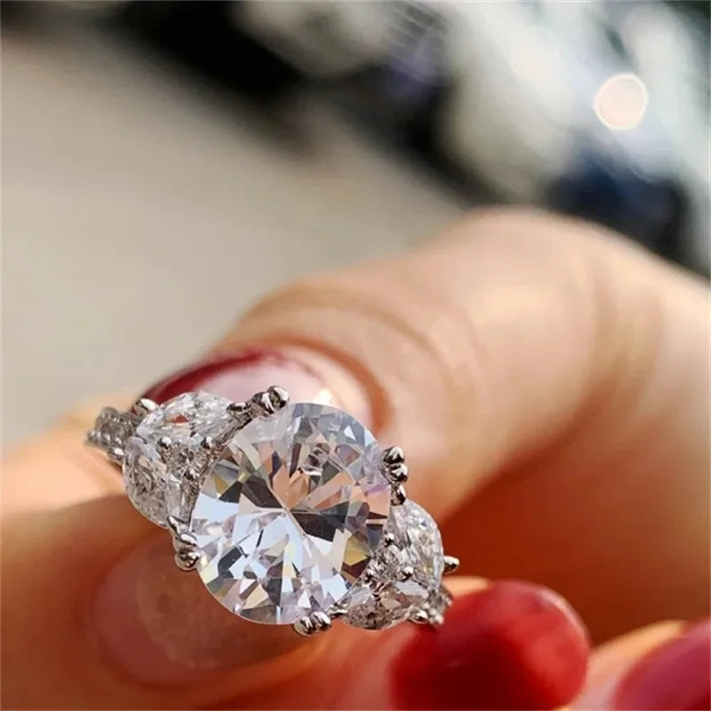 2025 Chic Wedding Rings for Women Aesthetic Female Engagement Accessories Shiny CZ Luxury Bridal Jewelry Trendy  Gift Good Vibrations