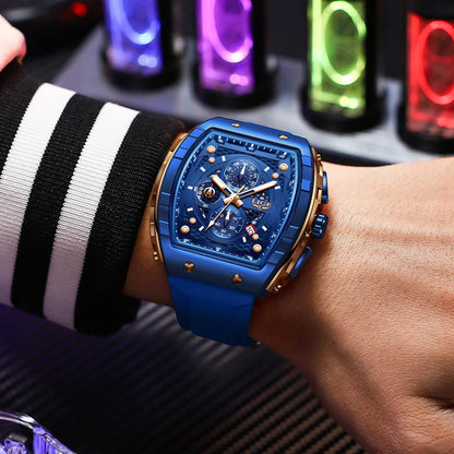 LIGE Top Brand Men's Watches Luxury Square Quartz Wristwatch Waterproof Luminous Chronograph Watch for Men Date Clock Good Vibrations