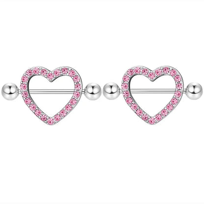 Pink Heart Nipple Piercing Barbell Set Shiny Crystal Nipple Rings Bulk For Women Flower Nippel Jewelry Pack Piercing Teton Lots Good Vibrations Adult Super Store