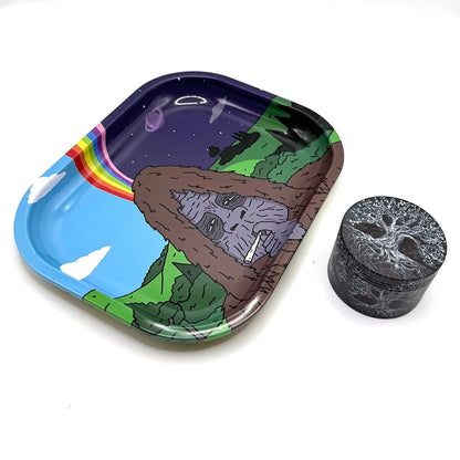 Metal 18X14CM Metal Rolling Maker Tray Kit with 2inch 50MM Smoke Herb Grinder Tobacco Set Spice Herb Tool Gift Good Vibrations Adult Super Store