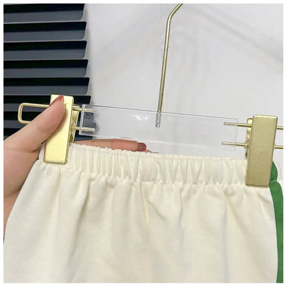 2024 New Kids Short Sleeve Suit Striped Girls Boys Set Summer Tops +short Baby Clothes Children's Wear Good Vibrations