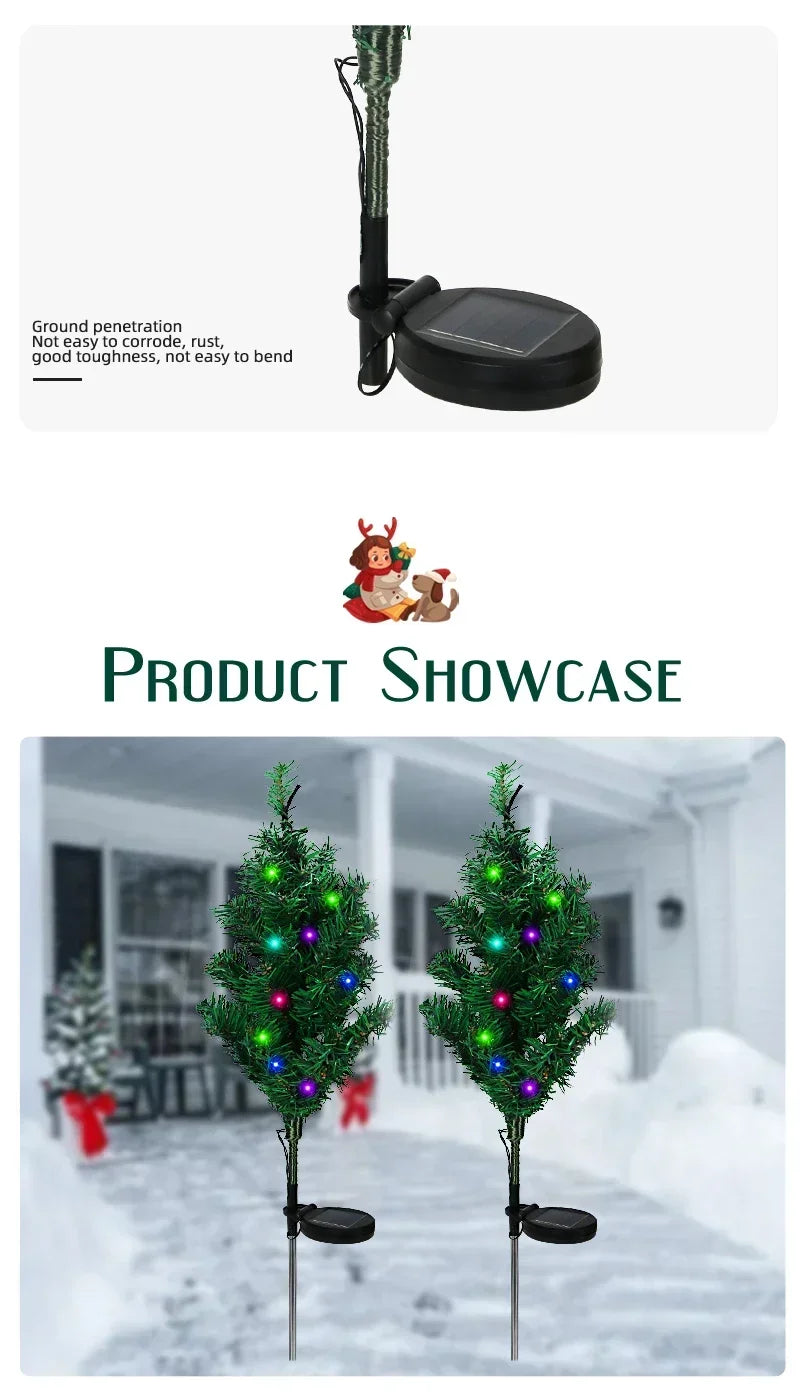 2025 Hot Outdoor Decoration Christmas Tree Light Solar Charging Simulation Pine Tree 20 LED Lawn Light Garden Decoration Light Good Vibrations