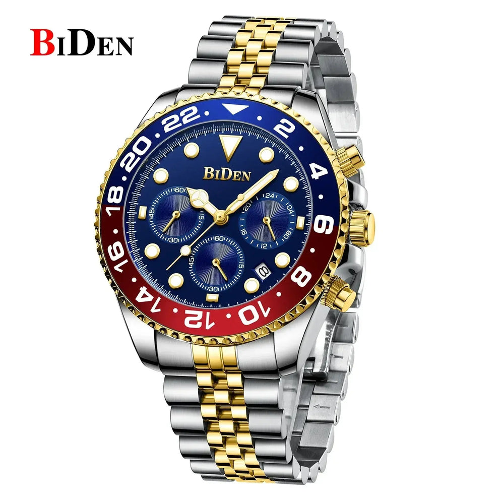 Brand Men's Watches Are High-end Lightweight Luxurious Round Multifunctional Quartz Watches with Solid Steel Straps for Dail Good Vibrations