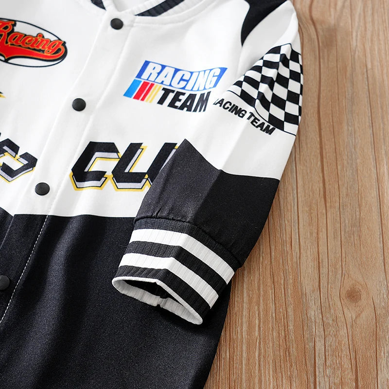 Baby Design Racing Suit Jumpsuit Cool Long Sleeved Outdoor Outfit Newborn Spring And Autumn Outfit Good Vibrations