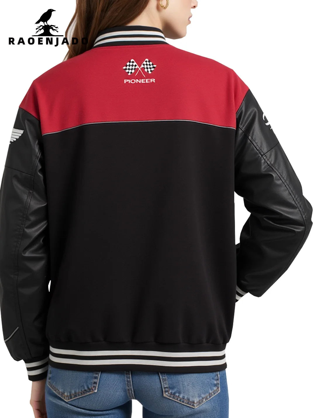 Women's Spring & Autumn Faux Leather Baseball Jacket Warmth Outerwear Loose Casual Street Wear Style Windproof Motorcycle Coat Good Vibrations