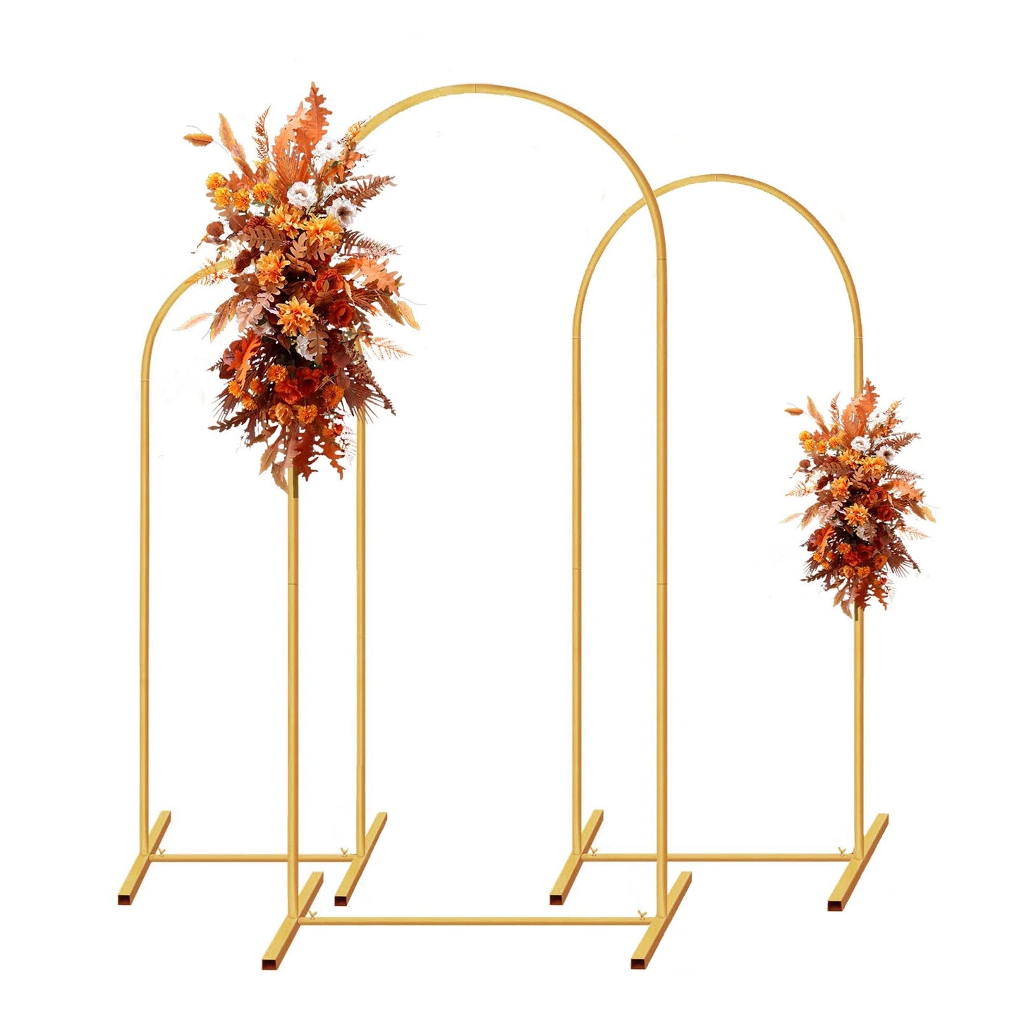 Arch Backdrop Stand, Set of 3 Gold Metal Arch Stand Wedding Arch Frame Square Balloon Arch Stand for Birthday Party Baby Shower Good Vibrations