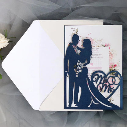 25 Pieces 250gsm Strong Pink Pearly Paper Wedding Invitations Personalized Print Bride Groom Engagement Invite Card IC155 Good Vibrations