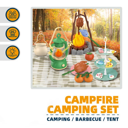 Kid Camping Tent Set Simulated Miniature Food Adventure Tool with Light Sound Outdoor Parent-Child Interactive Toy Girl Boy Gift Good Vibrations