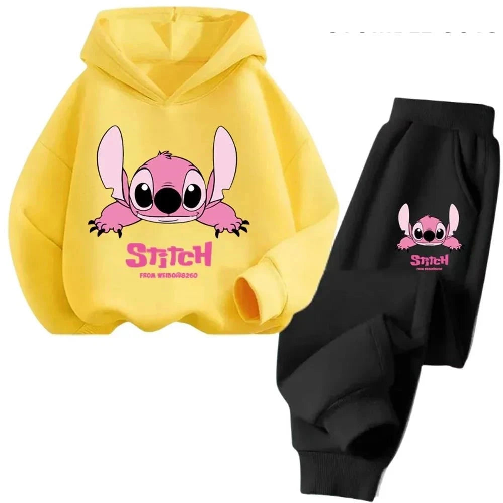 Children Hoodies Stitch Kawaii Fashion Pullover Sweatshirt Anime Trucksuit Manga Cartoons Girls Boy Kids Autumn Casual Clothes Good Vibrations