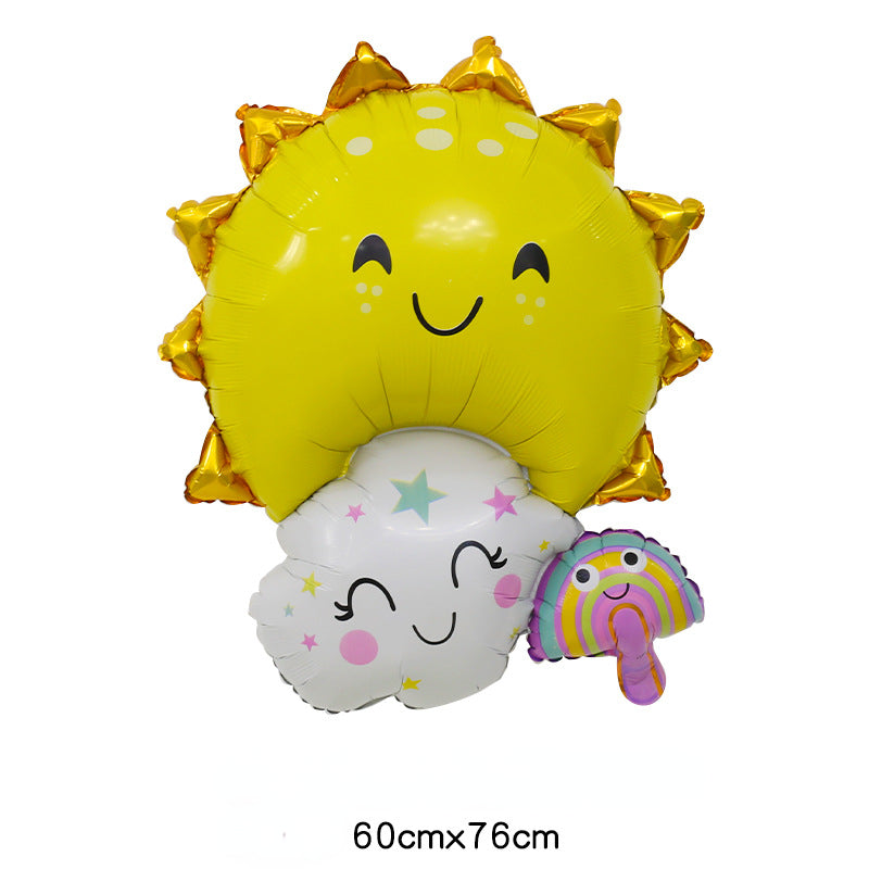 Super Cute Sun Clouds Rainbow Balloons Birthday Party Decor Kids Toys Gifts Air Globos Cartoon Large Size Helium Balloon Decor Good Vibrations