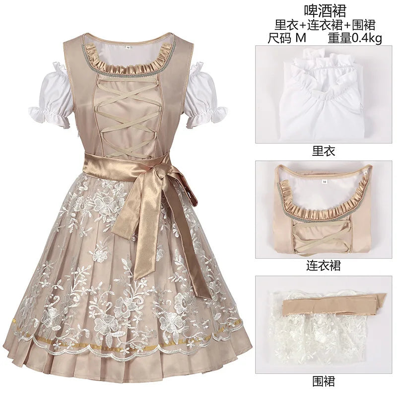 Halloween Carnival Cosplay Costume German Oktoberfest Maid Dress Woman Bavarian Traditional Embroidery Outfits Performance Girl Good Vibrations