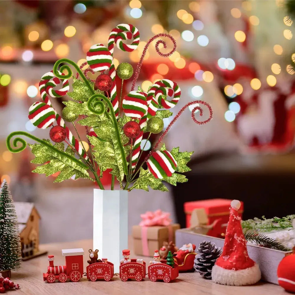 Christmas Tree Decoration Ornament with Gold Scallion Sparkling Pink Green Candy Twirling Christmas Decorations Good Vibrations