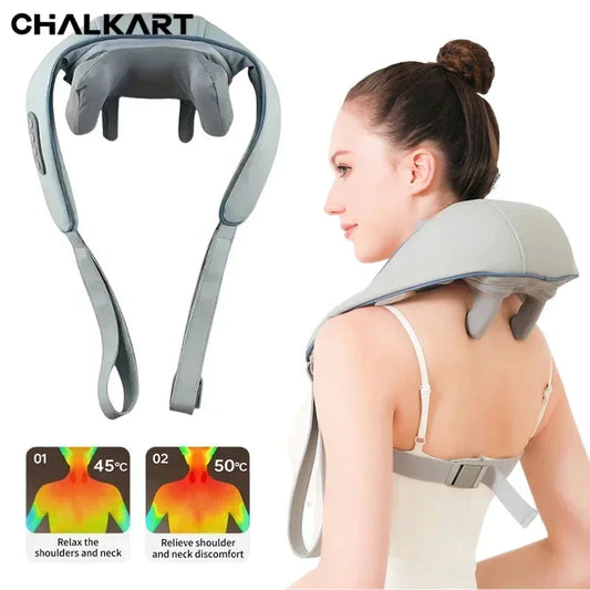 3D Kneading Neck Massager with Heat - Multi-Function Therapy for Shoulder, Back & Cervical Muscle Relaxation Good Vibrations