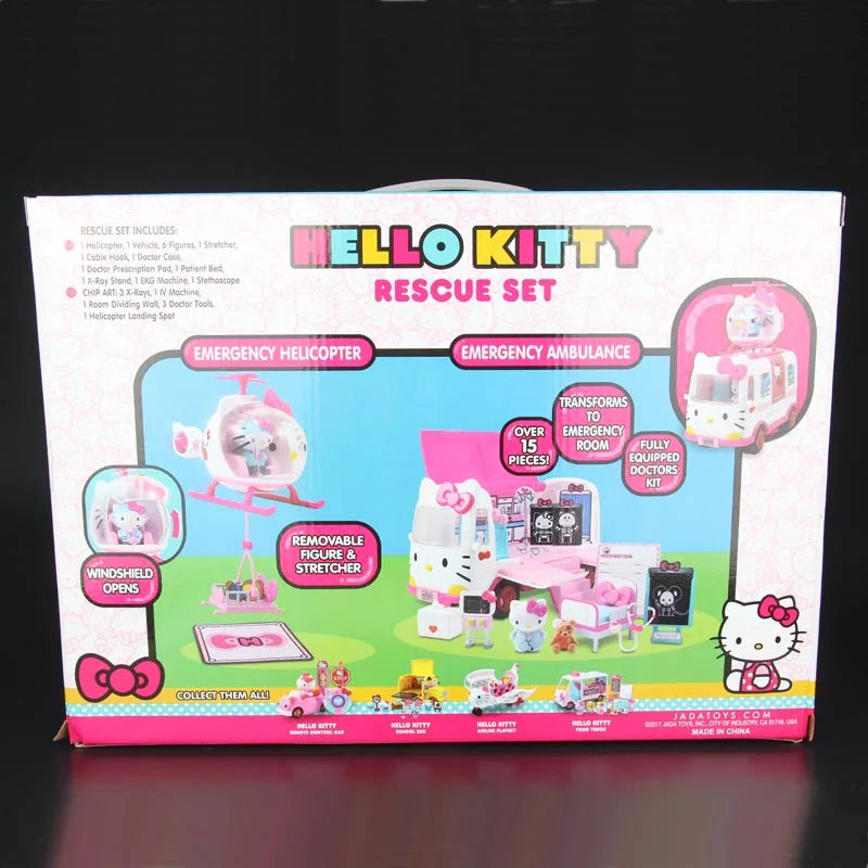 Original Cartoon Hello Kitty Cartoon Plane Ambulance Family Girl Toys Hobbies Action Figures Holiday Gifts for Children Good Vibrations