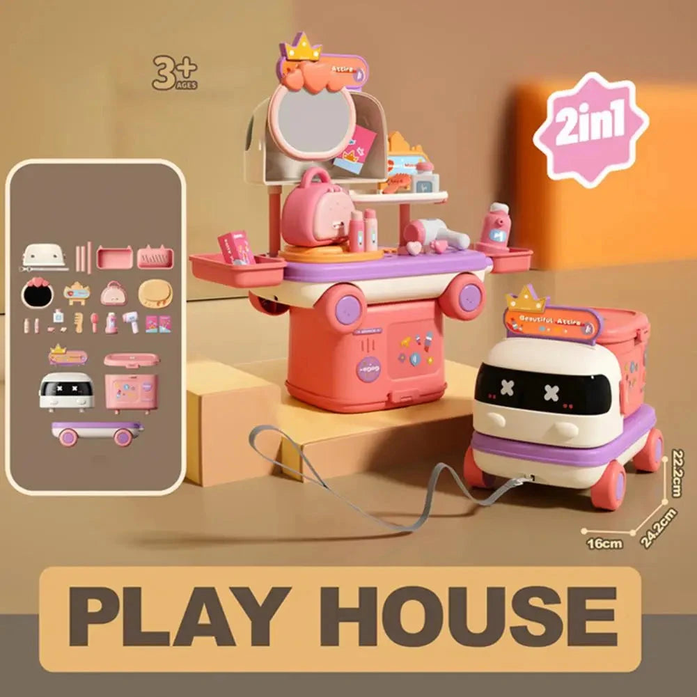 Kids House Play Kitchen Toys Makeup Medical DIY Simulation Cooking Food Tableware Role Play Kitchen Toddler Girl Baby Xmas Gift Good Vibrations