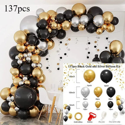 Blue White Metallic Balloons Garland Kit Gold Confetti Balloon Arch for Baby Shower Birthday Graduation Wedding Party Decoration Good Vibrations