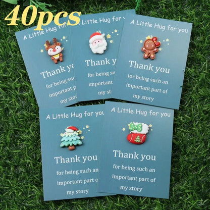 10pcs Mini Hug Cards with Resin Decorations Christmas Birthday Valentine Greeting Thank You Cards Bulk Gifts for Friends Family Good Vibrations