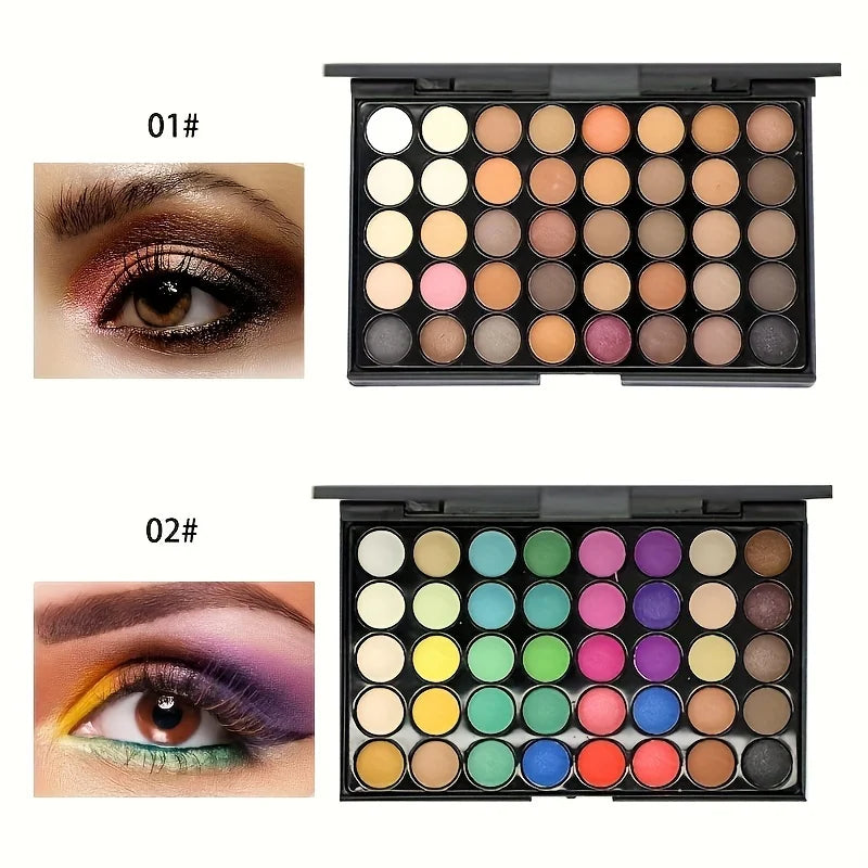 40 Color Eye shadow Palette Make-up for Women with Brushes Nude Eyeshadow Palette Glitter Matte Pigmented Powder Eye Cosmetics Good Vibrations
