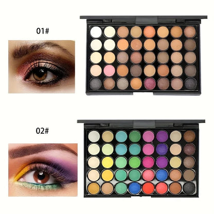 40 Color Eye shadow Palette Make-up for Women with Brushes Nude Eyeshadow Palette Glitter Matte Pigmented Powder Eye Cosmetics Good Vibrations