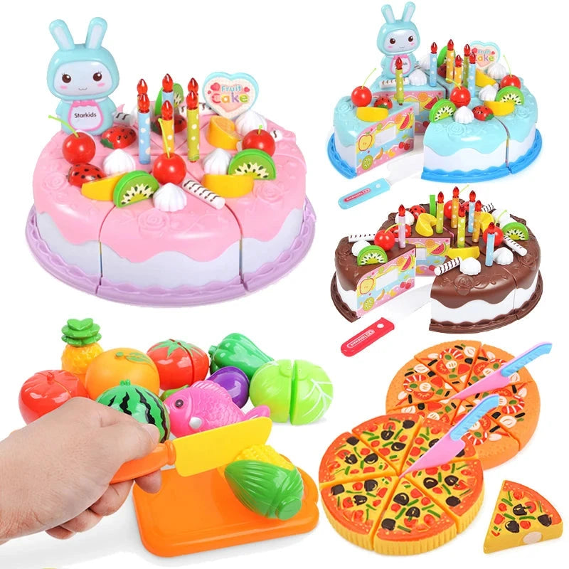 Children Pretend Goodies Play Simulated Kitchen Toys Plastic Cutting Food Kids Toy Object Cognition Boys Girl Birthday Gifts TMZ Good Vibrations