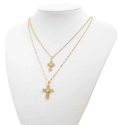 Women's European & American Retro Cross Pendant Necklace Stainless Steel Collarbone Chain Fashionable Light Luxury Jewelry Good Vibrations