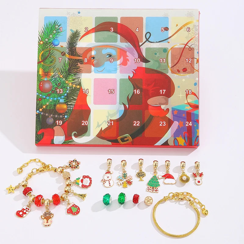 Christmas Kids Bracelet Earring Advent Calendar 2025 New Year Countdown Home Party Girl Jewelry Gift Blind Box Atmosphere Items Good Vibrations