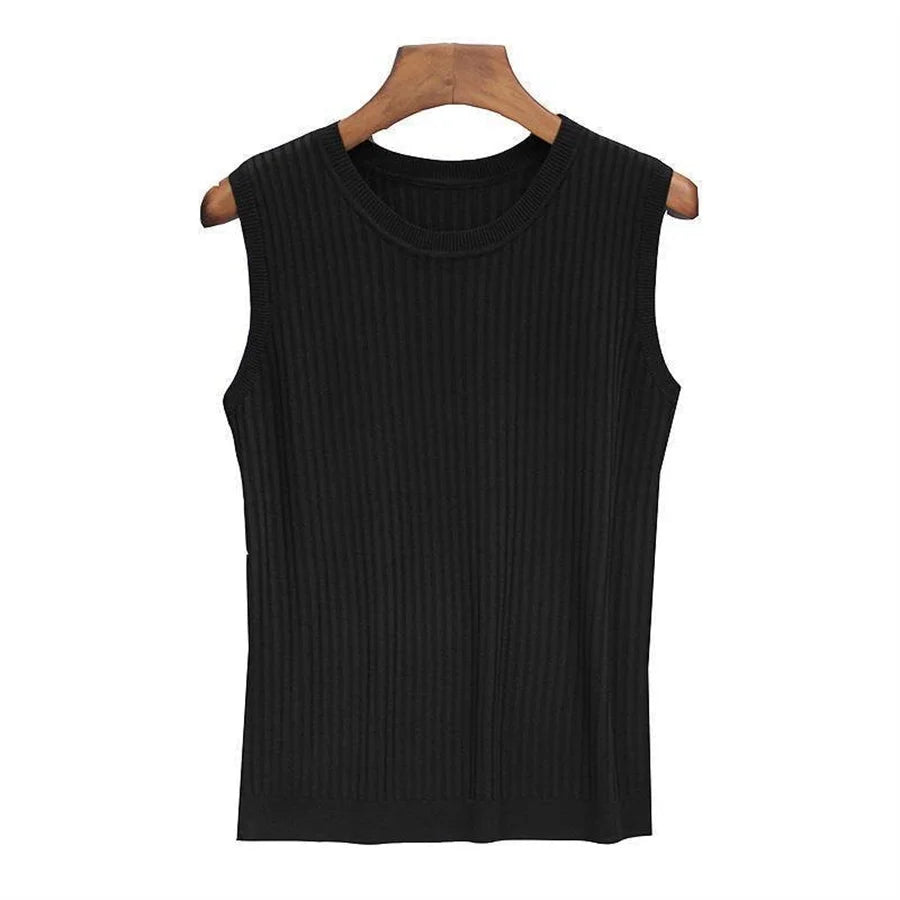 Summer Sleeveless Blouse Women O-neck Knitted Blouse Shirt Women Clothes Women Tops DF4903 Good Vibrations