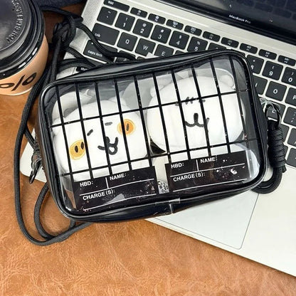 New Fun Creative Prison-themed Itabag Transparent Case For 13cm Doll Portable Clear Keychain Gift Box Collectibles Storage Pouch Good Vibrations