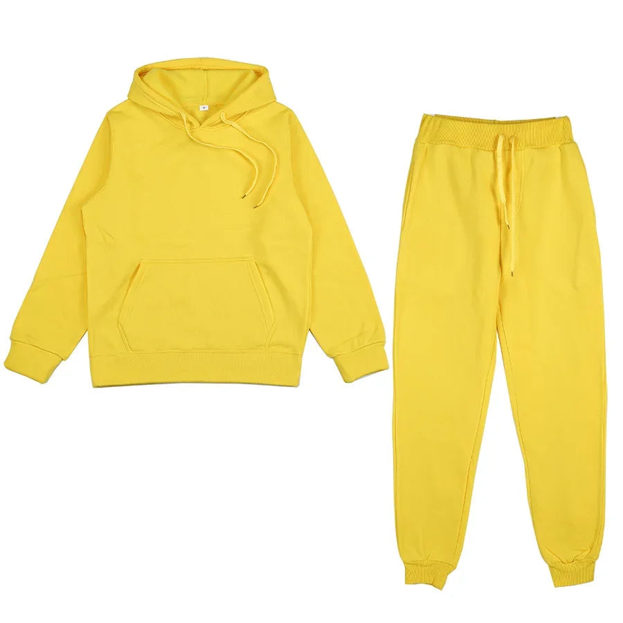 Men's Autumn and Winter New Solid Color Hoodie+pants Two-piece Set Fashionable Casual Sports Set Size S-3XL Good Vibrations