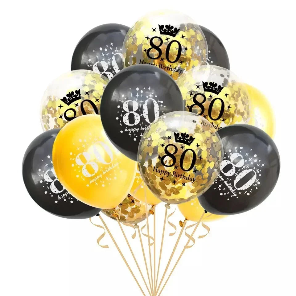 15pcs 18th Happy Birthday Balloon Decor 12 Inch Confetti Latex Balloons for 18 20 30 70 Years Old Birthday Celebrate Decoration Good Vibrations