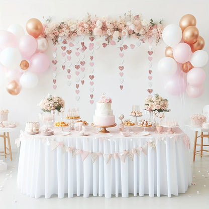 1pc Rose-Golden Pink White Party Decorations - Paper Heart Streamers Garland Galentines Valentines Day Decorations Good Vibrations