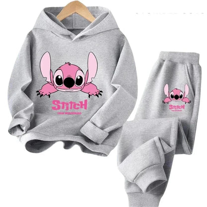 Children Hoodies Stitch Kawaii Fashion Pullover Sweatshirt Anime Trucksuit Manga Cartoons Girls Boy Kids Autumn Casual Clothes Good Vibrations