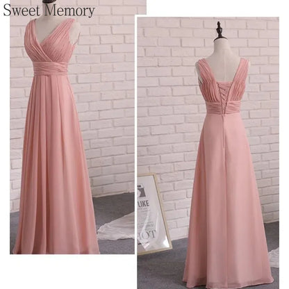 Customized Chiffon Dusty Pink Bridesmaid Dress Wedding Party Gowns Sweet Memory Bride Robes Formal Gowns For Long Prom Dresses