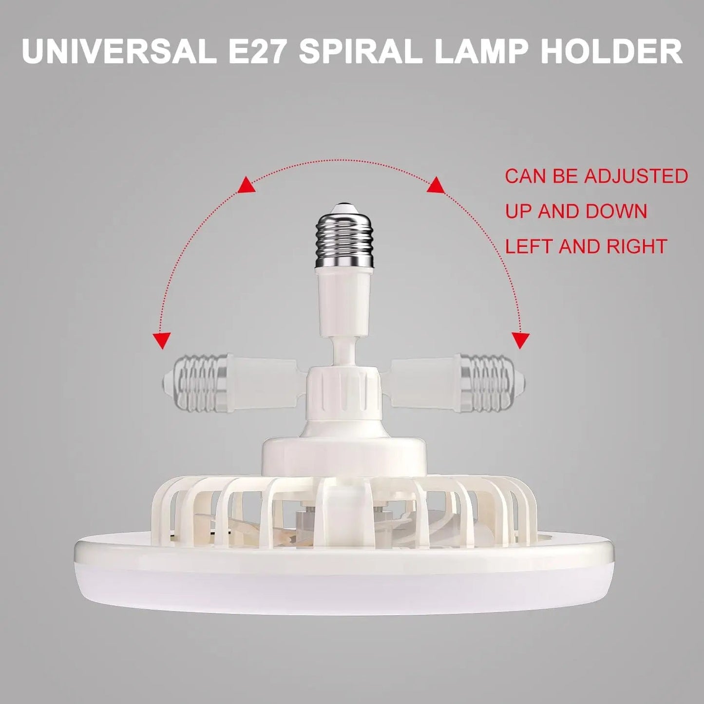 Socket Fan Ceiling Fan with Light, Portable 3 Wind Speeds 36w Ceiling Fan Socket with Remote, 3 Light Dimmable Small Fan Good Vibrations