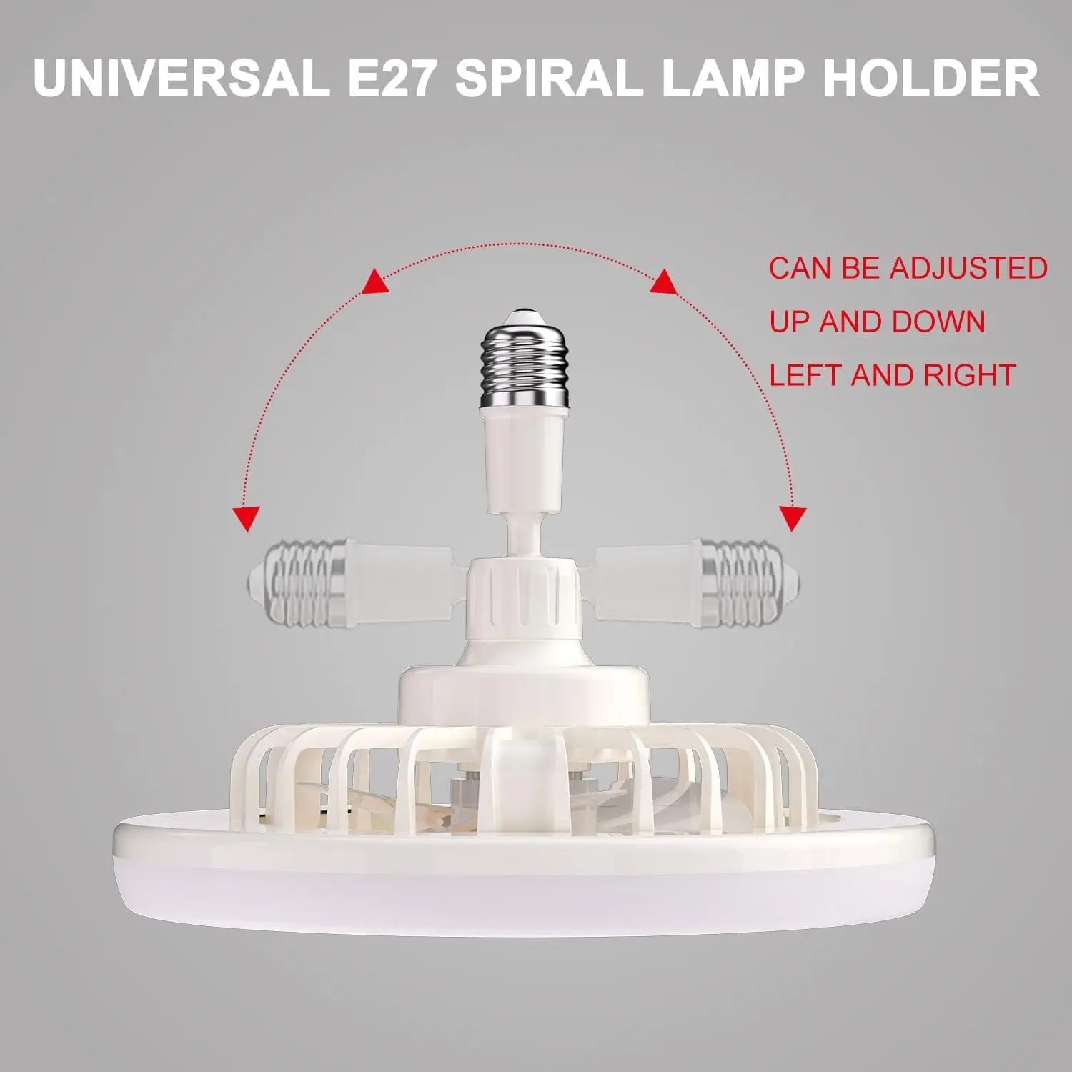 Socket Fan Ceiling Fan with Light, Portable 3 Wind Speeds 36w Ceiling Fan Socket with Remote, 3 Light Dimmable Small Fan Good Vibrations