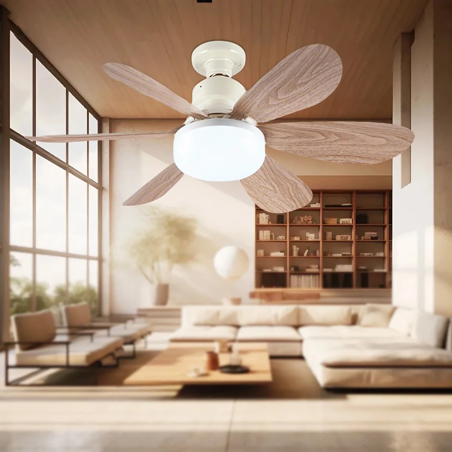 Socket Fan Light with Remote, 20.5in Small Ceiling Fan with LED, E26/27 Cordless Light Screw Fan for Kitchen Bedroom, Small Room Good Vibrations