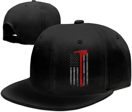 American Flag Firefighter Snapback Flat Bill Baseball Cap Mens Hat Fashion Casual Flat Bill Hat Good Vibrations